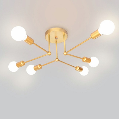6-Light Flushmount Lighting Minimalist Style Sputnik Design ​Metal Ceiling Mounted Light