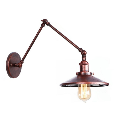 Adjustable Arm Wall Light Simple Industrial Metal 1 Light Cone Shade Wall Sconce for Bedroom