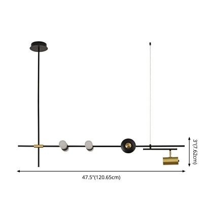 Contemporary Metal Island Light Spotlight Black-Gold Study LED Island Lamp for Study Room