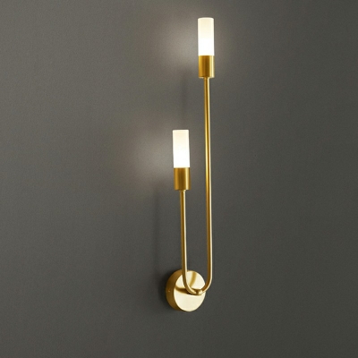 Cylinder Sconce Light Fixture 2 Lights Modern Creative Metal and Glass Shade Wall Mount Light for Bedroom