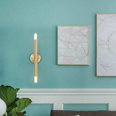 Cylinder Wall Sconce Light 2 Lights Minimalism Modern Metal Shade Wall Light for Living Room