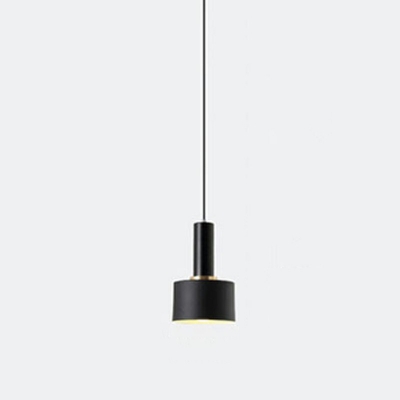 Cylindrical Industrial Warehouse Pendant Light Metal Farmhouse Style Ceiling Light Fixtures in Black