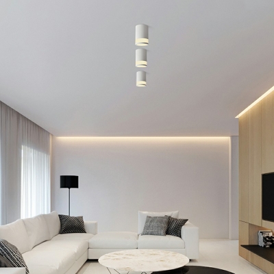Cylindrical Semi Flush Ceiling Light Metal Simple LED Semi-Flush Mount Light for Hall