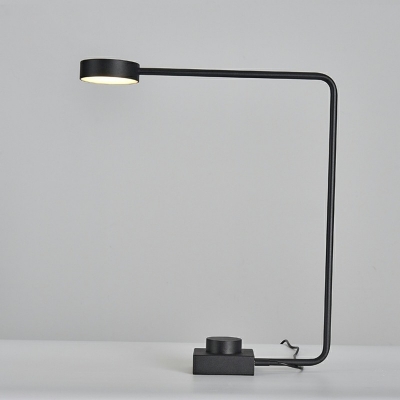 Drum LED Night Table Lamp Minimalist Metal Nightstand Light in Natural Light