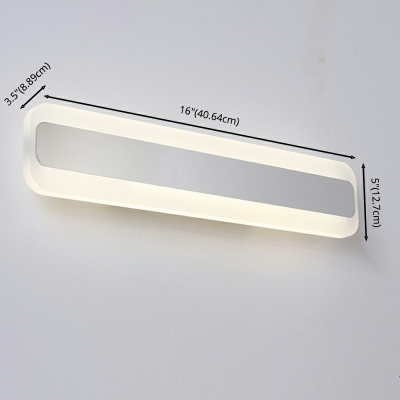 Elongated Bar Shaped Bathroom Light Kit Minimalistic Acrylic LED Sconce Lamp in White