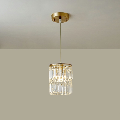 European Style LED Pendant Light Luxury Crystal Cylinder Hanging Light for Dinning Room Living Room