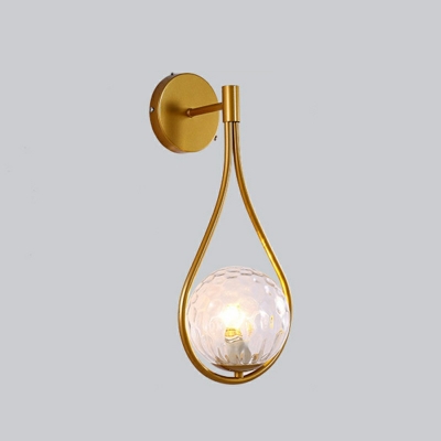 Glass Ball Wall Light Kit Simple Single Glass Shade 18 Inchs Height Wall Lamp with Teardrop Stand