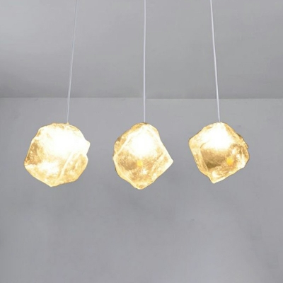 Glass Irregular Shaped Hanging Light Modern Style Ice LED Pendant Light for Bedside Coffee Shop