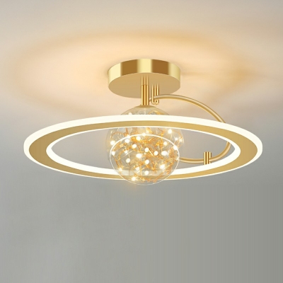 2-Light Metal Flush-Mount Light Fixture LED Ring Flushmount for Living Room