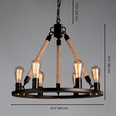 Industrial Style Chandelier 6 Head Ceiling Chandelier for Bar Cafe Clothing Store