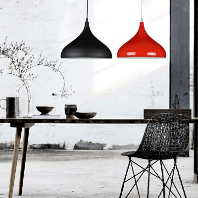 Industrial Style Cone Shade Pendant Light Metal 1 Light Hanging Lamp in Black