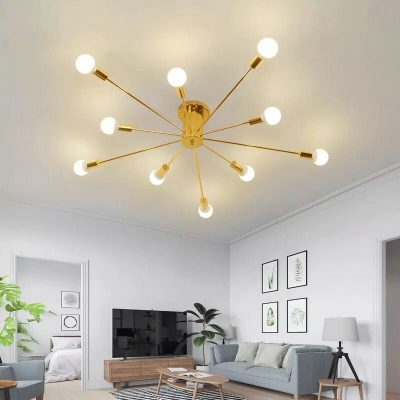 Industrial Style Vintage Metal Semi Flush Light Sputnik Design Flush Mount Ceiling Fixture for Sitting Room