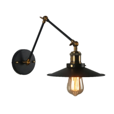 Industrial Vintage Cone Shaped Wall Lamp Metal 1 Light Wall Lamp in Black