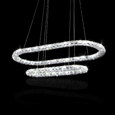 Island Light Fixture 2 Lights Dimmable Modern Crystal Shade Hanging Ceiling Light for Kitchen