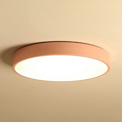 Macaron Circular Metal Ceiling Flush Mount Light Acrylic LED Kids Bedroom Ceiling Lamp