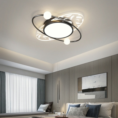 Minimalism LED Ceiling Light Acrylic Feather Metal Flush Mount Fixture for Living Room