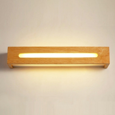 Minimalist Contemporary Rectangle Shape Wall Mounted Light Bathroom Mirror Front Lamp Fixture Wood
