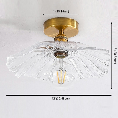 Modern Gold Flush Mount Ceiling Light Fixture 1 Head Glass Flower Flush Ceiling Light Fixture