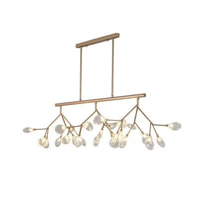 Modern Simplicity Firefly Island Pendant Light Metal 27 Lights Dining Room Hang Lamp in Black/Gold