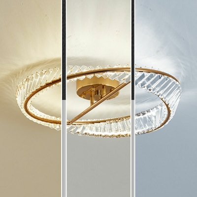 Modern Style Semi Flush Mount Light Crystal 1 Light Ceiling Light for Living Room