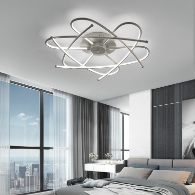 Modern Style Semi Flush Mount Light Metal 6 Light Ceiling Light for Bedroom