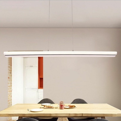 Modern Style Simple Linear Shaped Island Pendant Acrylic 1 Light Island Light for Restaurant