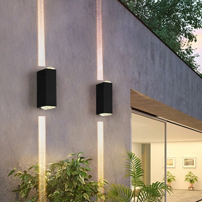 Modern Waterproof Outdoor Wall Lighting in Black 7.5 Inchs Height Metal Sconces