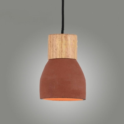 Nordic Style Cement Hanging Light Wood Simple LED Pendant Light for Bedside