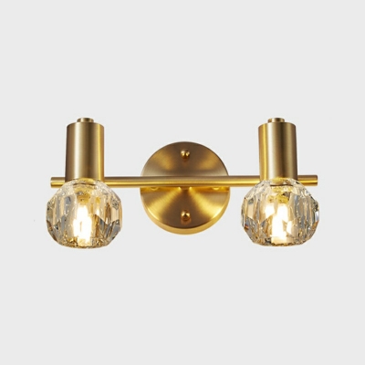 Post Modern Style Copper Globe Wall Mounted Light Fixture with Crystal Bathroom Cabinet Mirror Front Light