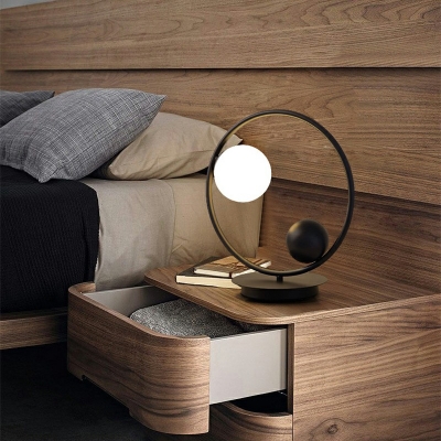 Post-modern Style Opal Glass Night Light Metallic Living Room Bedroom Table Lamp