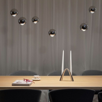 Postmodern Style Globe Hanging Light Platting Metal Mirrored LED Pendant Light for Dinning Room Bedside