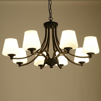 Simple American Style Chandelier 6 Head Glass Ceiling Chandelier for Bar Bedroom Dining Room Hotel Room Cafe