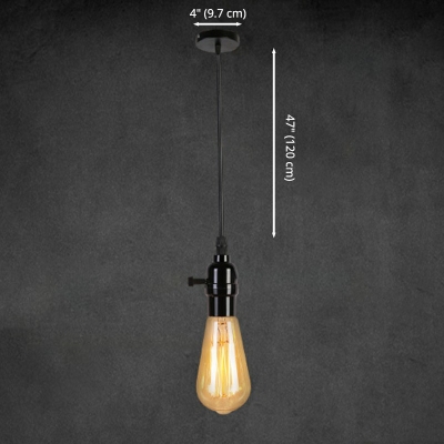 1 Light Hanging Ceiling Light Loft Style Single Bulb Metal Suspension Lamp