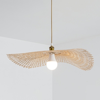 1 Light Wood Ceiling Pendant Lamp Living Room Minimalist Style Hanging Light