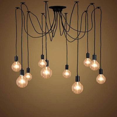 10-Light Multi Light Pendant Industrial Style Spider Shape Metallic Hanging Lights
