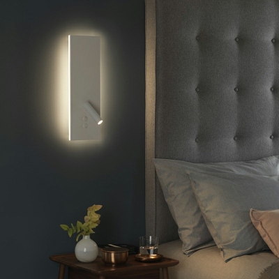 2 Light Bedside LED Reading Lamp with Rectangular Metal Base Wall Mount Light Rotatable Spotlight Design Wall Lighting