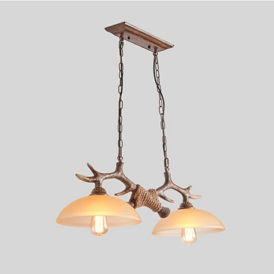 2 Lights Antlers Decoration Traditional-Style Antlers Pendant Light White Metal Chandeliers for Indoor Room