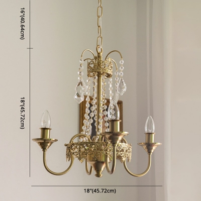 4-Bulb Candlestick Pendant Chandelier Traditional Gold Finish Crystal Dining Room Ceiling Pendant