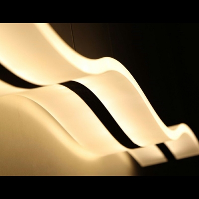 Acrylic White Linear Island Light Modern Wave Design LED Island Pendant in Warm Light