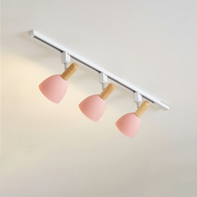 Bell Shape Living Room Ceiling Track Lighting 3 Head Metal Modernism Semi Flush Light Fixture