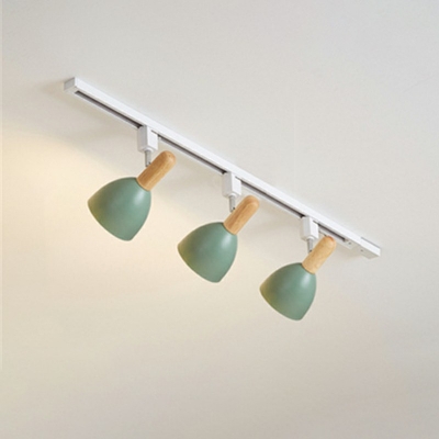Bell Shape Living Room Ceiling Track Lighting 3 Head Metal Modernism Semi Flush Light Fixture