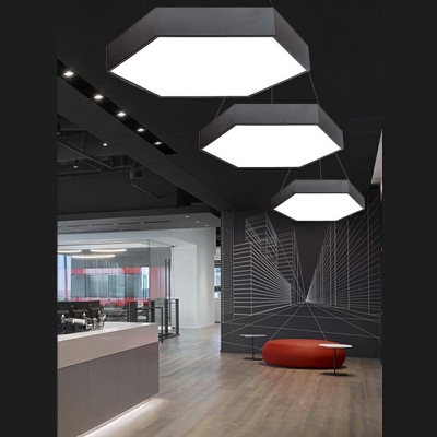 Black Hanging Lights Hexagonal Honeycombs Office Lighting Modern Minimalist Ceiling Lights Fixtures