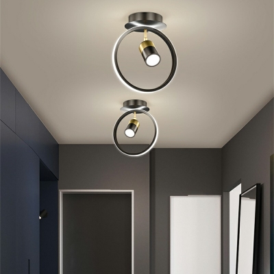 Black-White Semi Flush Mount Ceiling Light with Adjustable Angle Ceiling Lamp