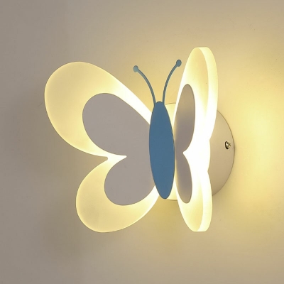 Butterfly Shape Wall Sconce Light Contemporary Modern Acrylic and Metal Shade Wall Light for Kid's Room