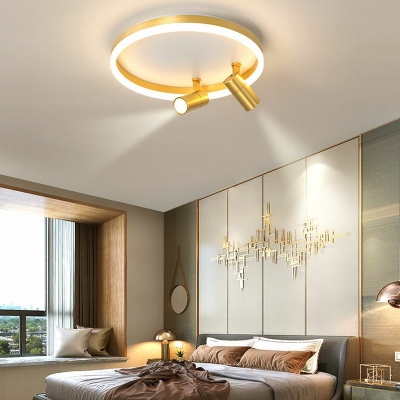 Circle Flush Mount Lamp 3 Lights Modern Dimmable Metal and Acrylic Shade Ceiling Light for Bedroom