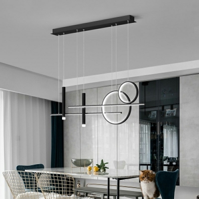 Contemporary Metal Island Lamp 3 Colors Light 39.5 Inchs Length Black Hanging Ceiling Light