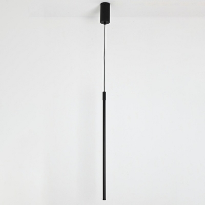 Contemporary Style Aluminum Long Strip Pendant Light Black LED Hanging Light for Dining Room