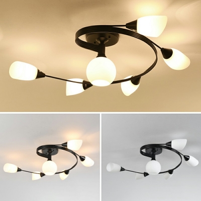 Contemporary Style Glass Ceiling Light Metal Twisted Arm 14