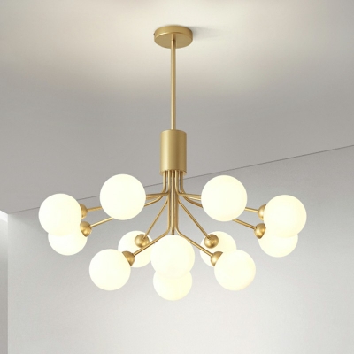 Cream Glass Globe Ceiling Chandelier Modernism Living Room Pendant Light