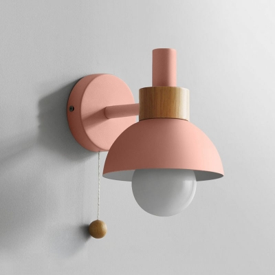Flashlight Shape Wall Sconce Light Contemporary Modern Wood and Metal Shade Wall Light for Kitchen